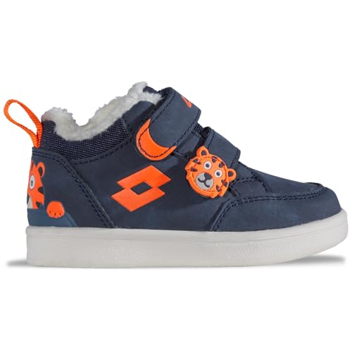 Lotto Jungen Kinder VELBANI FUR M Unisex Kids Sneaker, Navy/ORANGE, 21 EU von Lotto
