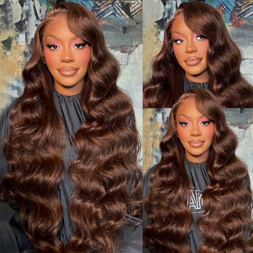 Lotulo - Schokoladenbraune Echthaar-Perücke für Damen, 33 x 10 cm, braune Echthaar-Perücke, hochauflösende, transparente Spitze, vorgerissen Lotulo - Schokoladenbraune Echthaar-Perücke für Damen, 33 x 10 cm, braune Echthaar-Perücke, hochauflösende, transparente Spitze, vorgerissen von Lotulo