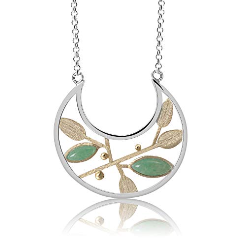 Lotus Fun S925 Sterling Silber Halskette Blätter im Frühling Anhänger mit Halskette Kreativ Handgemachter Einzigartiger Schmuck für Frauen und Mädchen (Gold) von Lotus Fun