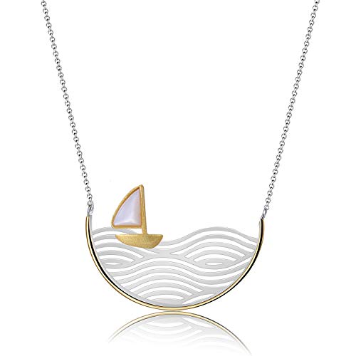 Springlight ✦ Valentinstag S925 Sterling Silber Halskette Damen Segelboot Halskette Kette Silber 925 mit Anhänger Handgemachter Schmuck Geschenke für Frauen. von Springlight