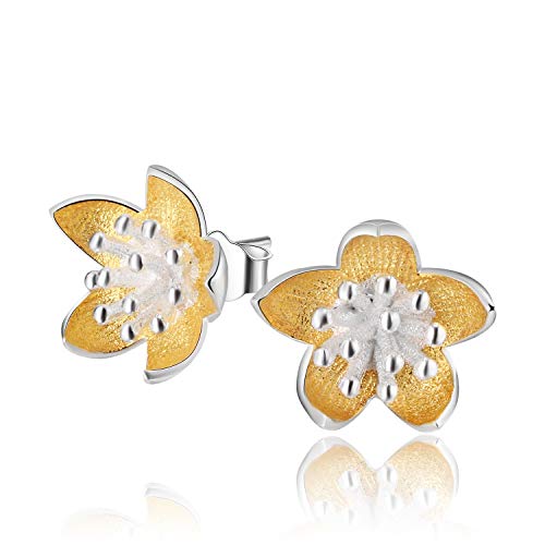 ✦ Valentinstag ✦Springlight S925 Sterling Silber Ohrstecker Weinlese-frische Blumen Ohrstecker Natürlicher Handgemachter Personalisierter Schmuck Geschenke für Frauen. von Springlight