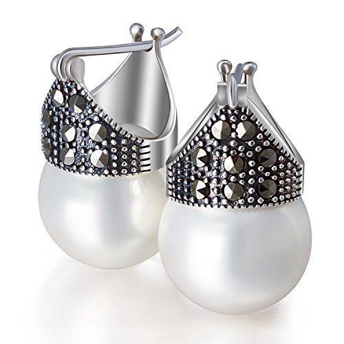 ✦ Geschenke für Frauen ✦Springlight Ohrringe Silber 925 Hängend Muschelperle, Weiß, Künstliche Muschelperle, Baumelnde Ohrringe Damen Personalisierter Schmuck Teenager Mädchen Geschenke. von Springlight