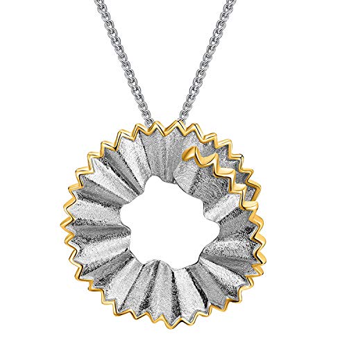 Springlight S925 Sterling Silber Anhänger Halskette Kreative Bleistift Späne Design Anhänger mit Halsketten Kettenlänge 17 Zoll, handgefertigter einzigartiger Schmuck für Frauen und Mädchen.(Silver) von Lotus Fun