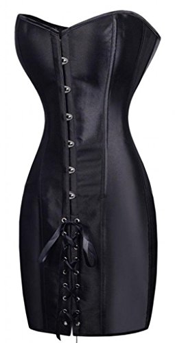 Lotus Instyle Satin Lace up zurück Korsett Kleid lange Bustier Clubwear, Schwarz, XXL von Lotus Instyle