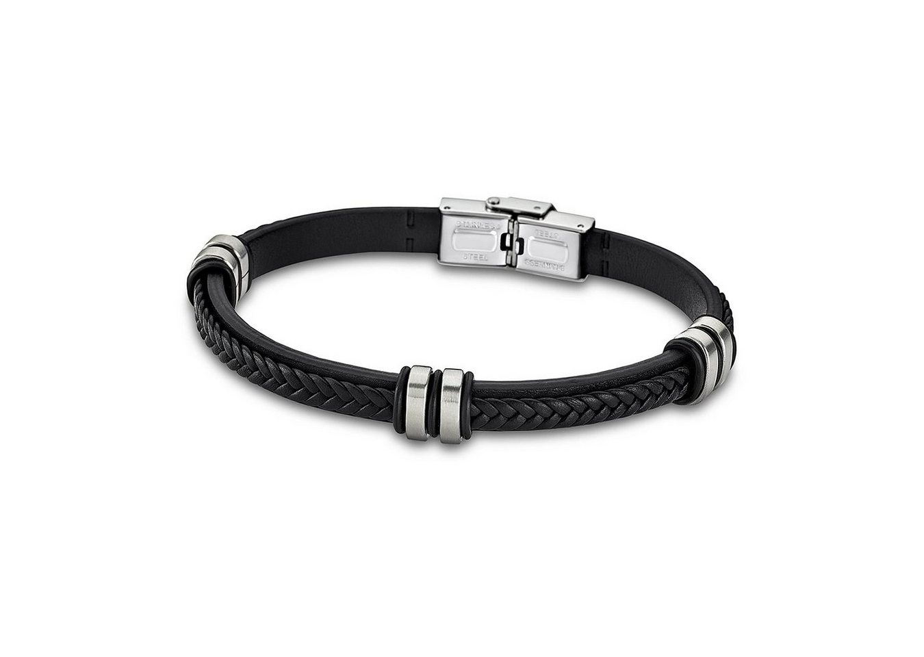 Lotus Style Armband Lotus Style Armband schwarz (Armband), für Damen, Herren aus Edelstahl (Stainless Steel), Echtleder von Lotus Style