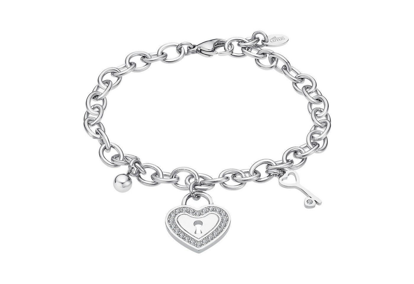 Lotus Style Armband Damen-Armkette LS2188-2/1 „Woman’s Heart“ – Edelstahl, mit Herz & Zirkonia, 20 cm von Lotus Style