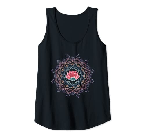 Damen Mandala-Yoga-Design mit Lotusblume, Dunkelviolett / Rosa Tank Top Damen Mandala-Yoga-Design mit Lotusblume, Dunkelviolett / Rosa Tank Top von Lotus & Mantra Apparel