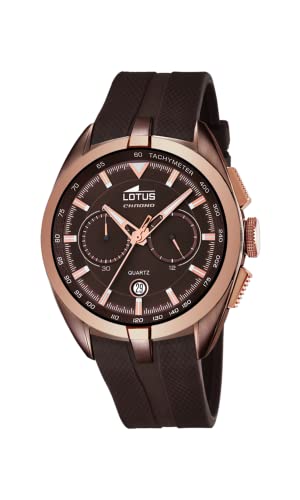 Lotus Uhr Für Herren 18191/1 Outlet Roségold Edelstahl Case BraunSilikon Band von LOTUS