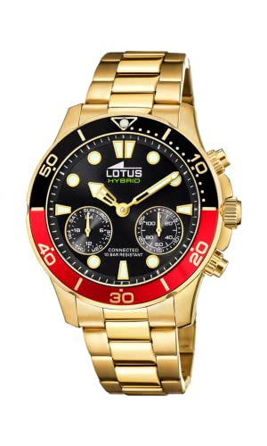 LOTUS Herren Smartwatch Hybrid Connected Edelstahl Gold-Schwarz-Rot, Durchmesser: 44,5mm, Wasserdichtigkeit: 10 Bar, 18802/4 von LOTUS