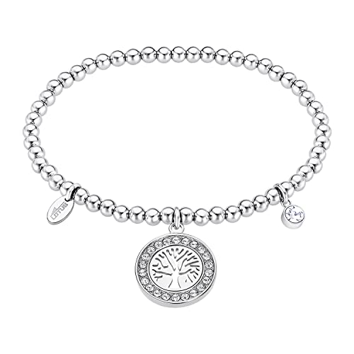 Lotus Style Armband mit Lotusblume Anhängern für Damen aus Edelstahl in der Farbe Silber, Durchmesser: 17 cm, LS2181-2/4 von Lotus Style