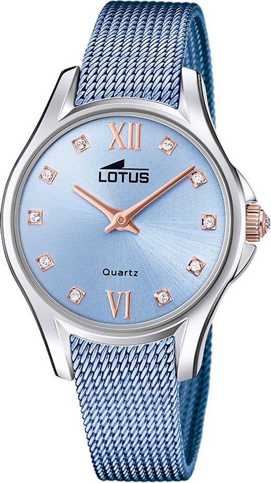Lotus Chronograph Lotus Damenuhr Edelstahl blau Lotus, (Chronograph), Damen Armbanduhr rund, mittel (ca. 33mm), Edelstahl von Lotus