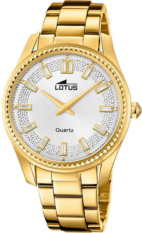 Lotus Chronograph Lotus Damenuhr Leder gold Lotus Classic, (Chronograph), Damen Armbanduhr rund, mittel (ca. 38mm), Edelstahl von Lotus