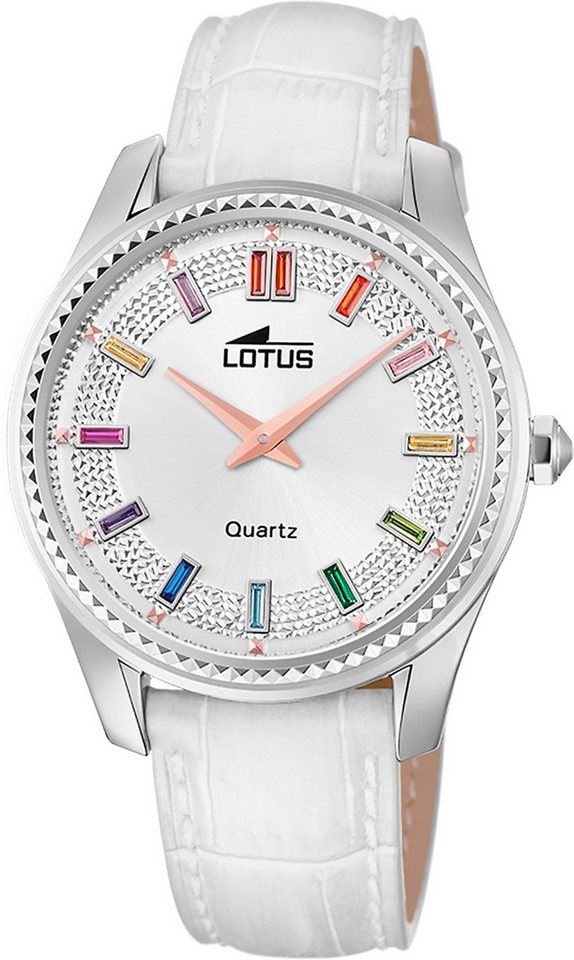 Lotus Chronograph Lotus Damenuhr Leder weiß Lotus Classic, (Chronograph), Damen Armbanduhr rund, mittel (ca. 38mm), Edelstahl von Lotus