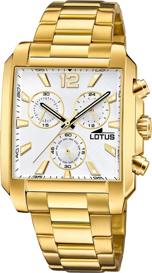 Lotus Chronograph Lotus Herrenuhr Edelstahl gold Lotus, (Chronograph), Herren Armbanduhr rechteckig, mittel (ca. 38mm), Edelstahl von Lotus