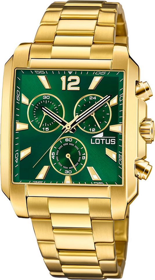 Lotus Chronograph Lotus Herrenuhr Edelstahl gold Lotus, (Chronograph), Herren Armbanduhr rechteckig, mittel (ca. 38mm), Edelstahl von Lotus