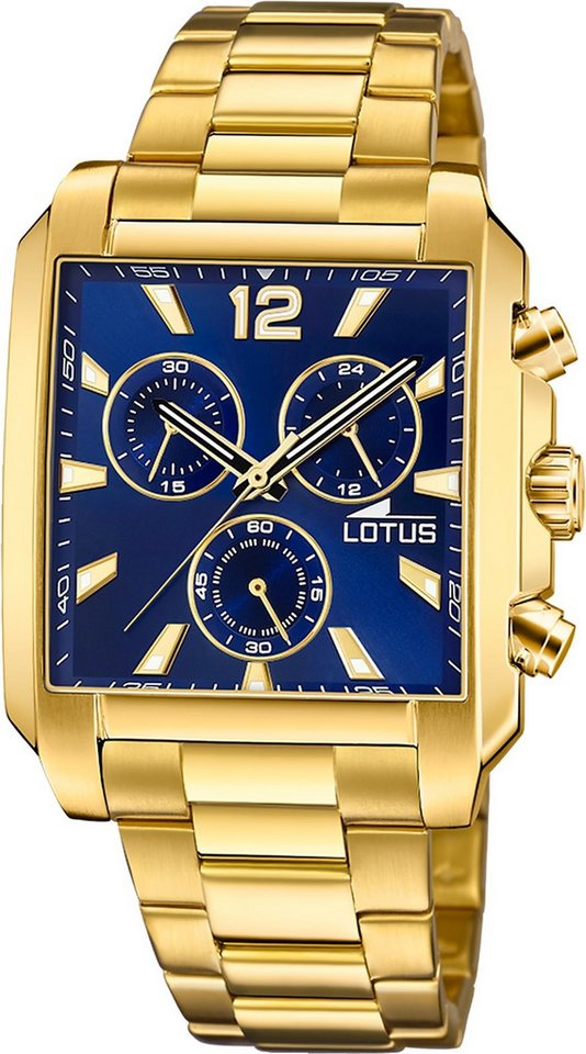 Lotus Chronograph Lotus Herrenuhr Edelstahl gold Lotus, (Chronograph), Herren Armbanduhr rechteckig, mittel (ca. 38mm), Edelstahl von Lotus