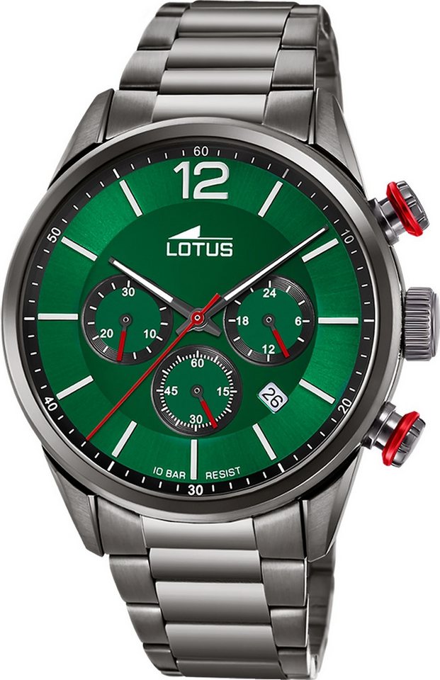 Lotus Chronograph Lotus Herrenuhr Edelstahl grau Lotus, (Chronograph), Herren Armbanduhr rund, groß (ca. 43mm), Edelstahl von Lotus