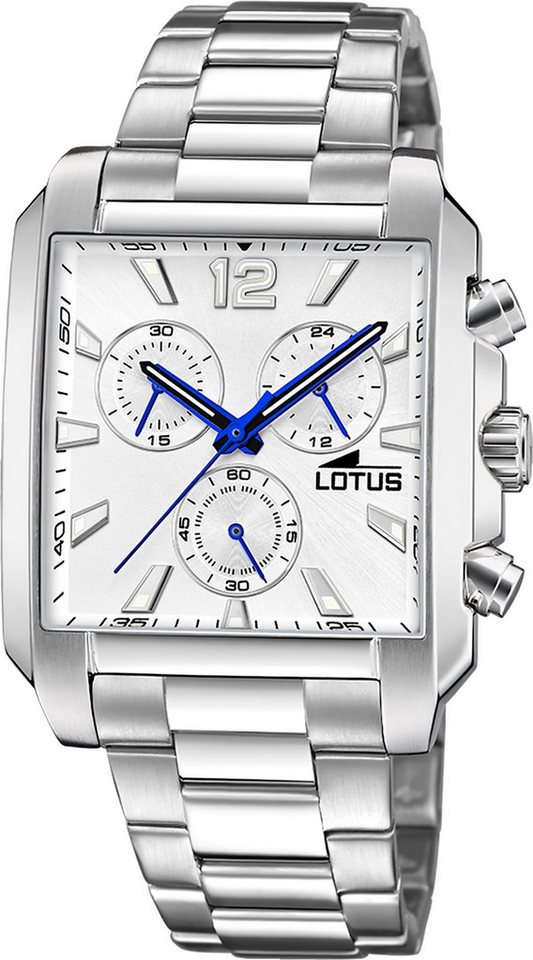 Lotus Chronograph Lotus Herrenuhr Edelstahl silber Lotus, (Chronograph), Herren Armbanduhr rechteckig, mittel (ca. 38mm), Edelstahl von Lotus