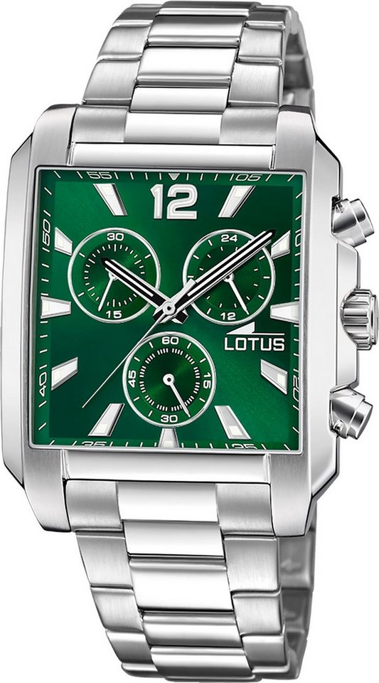 Lotus Chronograph Lotus Herrenuhr Edelstahl silber Lotus, (Chronograph), Herren Armbanduhr rechteckig, mittel (ca. 38mm), Edelstahl von Lotus