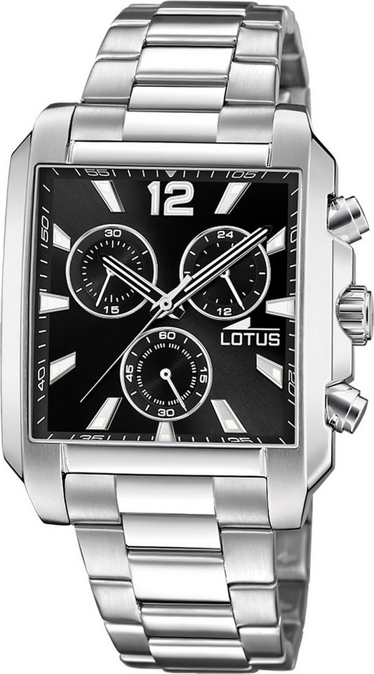 Lotus Chronograph Lotus Herrenuhr Edelstahl silber Lotus, (Chronograph), Herren Armbanduhr rechteckig, mittel (ca. 38mm), Edelstahl von Lotus