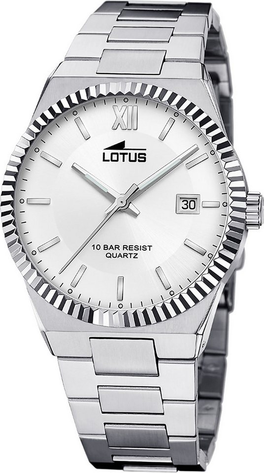 Lotus Chronograph Lotus Herrenuhr Edelstahl silber Lotus, (Chronograph), Herren Armbanduhr rund, groß (ca. 40mm), Edelstahl von Lotus