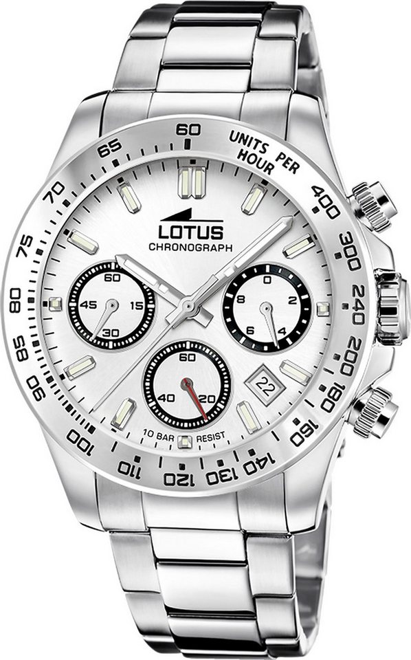 Lotus Chronograph Lotus Herrenuhr Edelstahl silber Lotus, (Chronograph), Herren Armbanduhr rund, groß (ca. 43,5mm), Edelstahl von Lotus