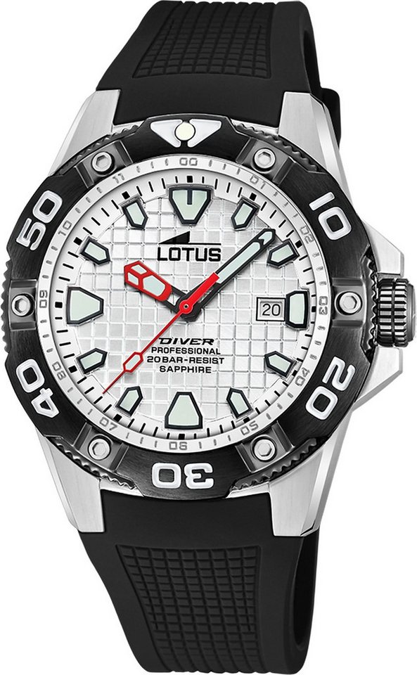 Lotus Chronograph Lotus Herrenuhr Silikon schwarz Lotus, (Chronograph), Herren Armbanduhr rund, groß (ca. 45mm), Edelstahl von Lotus