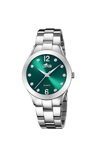 Lotus Damen Armbanduhr aus Edelstahl in der Farbe Silber-Grün 32,5mm, Wasserdichtigkeit: 5 Bar, 18884/7 von Lotus