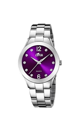 Lotus Damen Armbanduhr aus Edelstahl in der Farbe Silber-Lila 32,5mm, Wasserdichtigkeit: 5 Bar, 18884/8 von Lotus