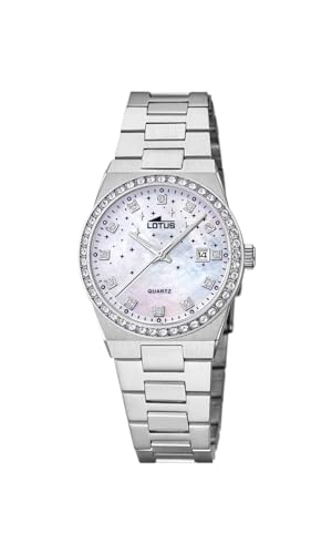 Lotus Damen Armbanduhr aus Edelstahl in der Farbe Silber mit Glassteinen 31,5mm, Wasserdichtigkeit: 10Bar, 18885/1 von Lotus