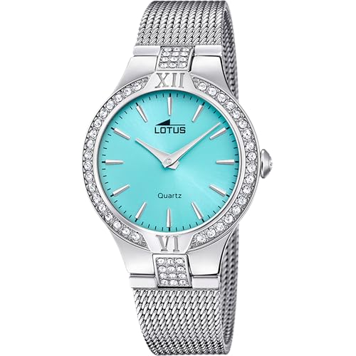 Lotus Damen Armbanduhr aus Edelstahl in der Farbe Silber-Türkis mit Zirkonia 32,5mm, Wasserdichtigkeit: 5Bar, 18894/2 von Lotus