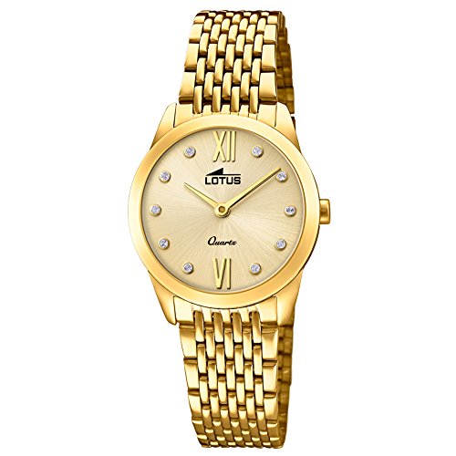 Lotus Damen-Armbanduhr Analog Minimalist Elegant mit Edelstahl-Armband gold Quarz-Uhr UL18477/2 von Lotus