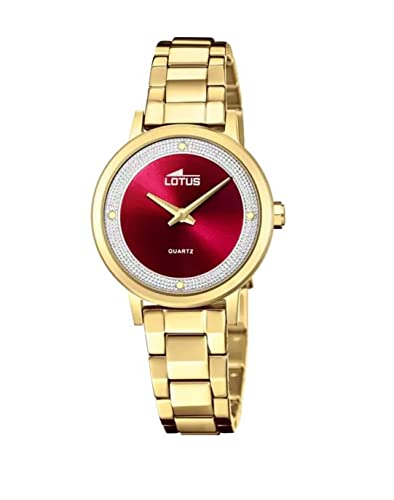 Lotus Damen Armbanduhr aus Edelstahl in der Farbe Gold-Silber-Rot 32mm, Wasserdichtigkeit: 5Bar, 18893/2 von Lotus