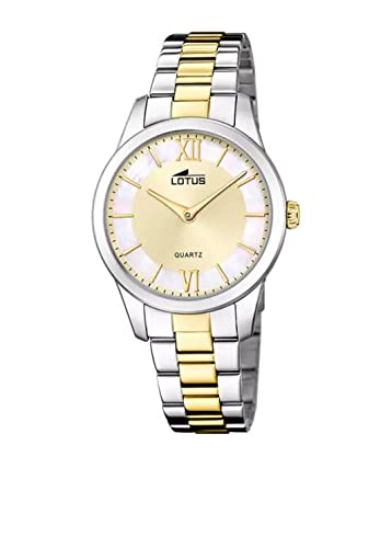 LOTUS Damen Armbanduhr aus Edelstahl in der Farbe Silber-Gold-Perlmutt 34mm, Wasserdichtigkeit: 5Bar, 18890/1 von LOTUS