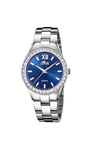 Lotus Damen Armbanduhr aus Edelstahl mit Glassteinen in der Farbe Silber-Blau 32,5mm, Wasserdichtigkeit: 5 Bar, 18883/5 von Lotus