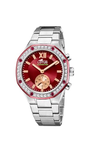 Lotus Damen Armbanduhr in der Farbe Silber und rot mit Edelstahlarmband, Wasserdichtigkeit: 5bar, Gehäusedurchmesser: 38 mm, 18924/3 von Lotus