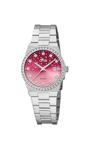Lotus Damen Armbanduhr aus Edelstahl in der Farbe Silber-Rosé mit Glassteinen 31,5mm, Wasserdichtigkeit: 10Bar, 18885/2 von Lotus