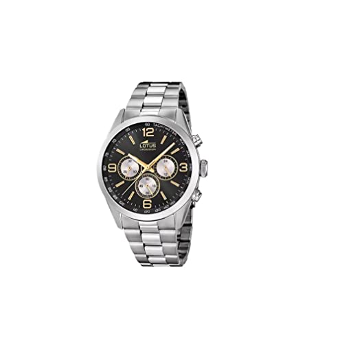 Lotus Minimalist Herren Armbanduhr aus Edelstahl in der Farbe Silber-Schwarz-Gold 43mm, Wasserdichtigkeit: 5Bar, 18152/I von Lotus