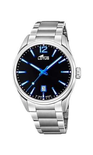 Lotus Herren Armbanduhr aus Edelstahl in der Farbe Silber-Schwarz-Blau 42mm, Wasserdichtigkeit: 10Bar, 18692/6 von LOTUS