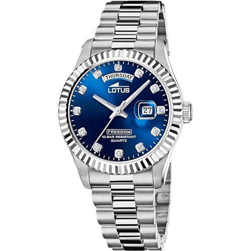 Lotus Herren Armbanduhr aus Edelstahl in der Farbe Silber-Blau 41,5mm, Wasserdichtigkeit: 10Bar, 18854/5 von Lotus