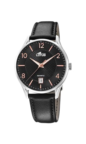 Lotus Uhr Für Herren 18402/F Outlet Silber Edelstahl Case SchwarzLeder Band von LOTUS