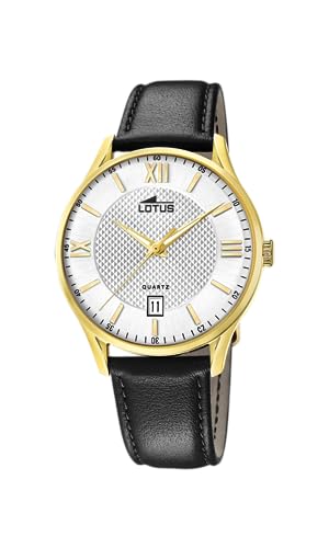 Lotus Uhr Für Herren 18403/A Outlet Gold Edelstahl Case SchwarzLeder Band von LOTUS