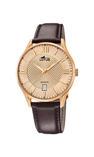 Lotus Uhr Für Herren 18404/B Outlet Roségold Edelstahl Case BraunLeder Band von LOTUS