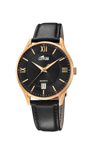Lotus Uhr Für Herren 18404/D Outlet Roségold Edelstahl Case SchwarzLeder Band von LOTUS