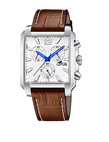 Lotus Herren Armbanduhr aus Edelstahl und Leder in der Farbe Silber-Blau-Braun 38mm, Wasserdichtigkeit: 10Bar, 18851/1 von Lotus