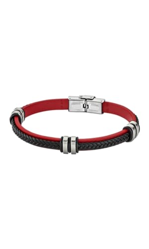 Lotus Style Armband für Herren aus Edelstahl und Leder in der Farbe Silber, Schwarz und Rot, Durchmesser: 23 cm, LS1829-2/3 Lotus Style Armband für Herren aus Edelstahl und Leder in der Farbe Silber, Schwarz und Rot, Durchmesser: 23 cm, LS1829-2/3 von Lotus Style