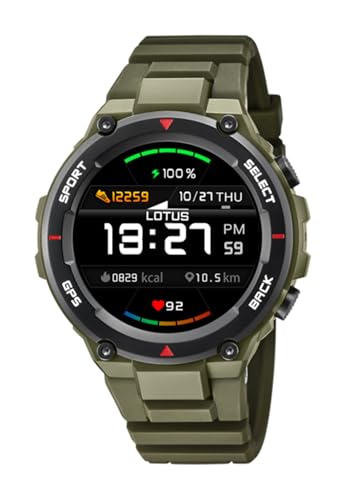 Lotus Herren Smartwatch Uhr Grün, Silikon Armband, Durchmesser: 50.8 mm, Wasserdichtigkeit: IP68, 50024/3 von Lotus