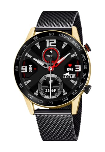 Lotus Herren Smartwatch Uhr Schwarz, Edelstahl Armband, Durchmesser: 45 mm, Wasserdichtigkeit: 3 Bar, 50019/1 von Lotus