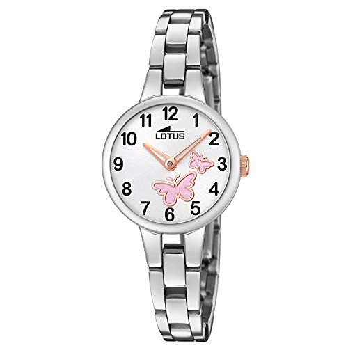 Lotus Kinder Armbanduhr Edelstahl Silber mit Schmetterling 25mm von Lotus