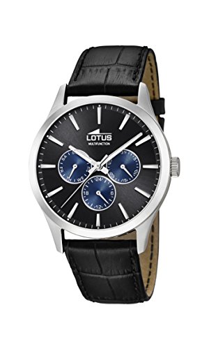 Lotus Uhr Für Herren 18576/6 Minimalist Silber Edelstahl Case SchwarzLeder Band von Relojes Lotus